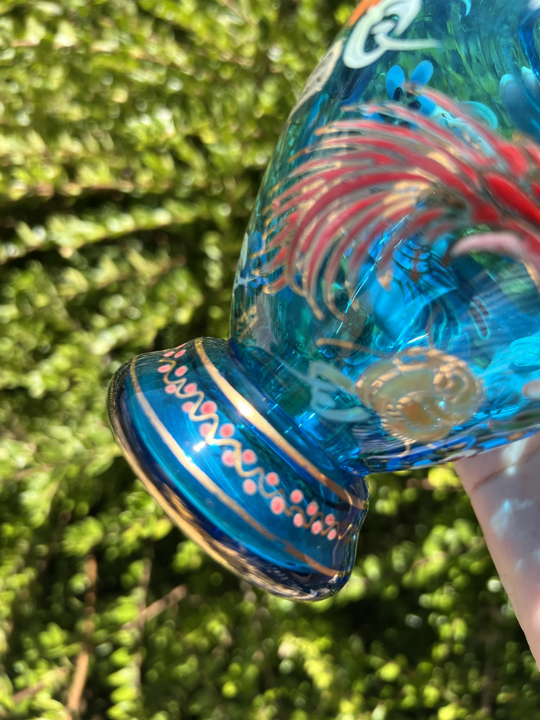 🩵 Vintage vaas van handgeschilderd glas Royo gesigneerd Made in Spain 17 cm – photo 9